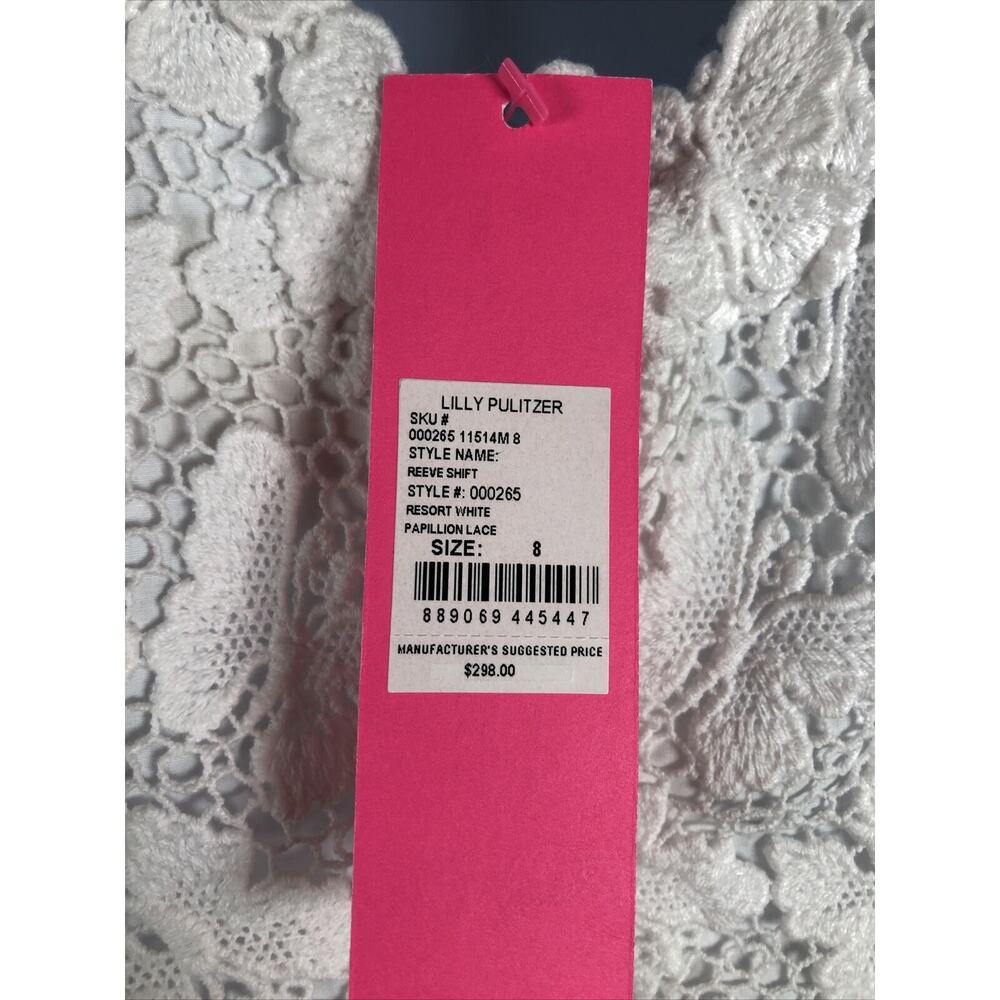 Lilly Pulitzer Reeve Shift Dress NWT Papillion Lace in Resort White Size 8